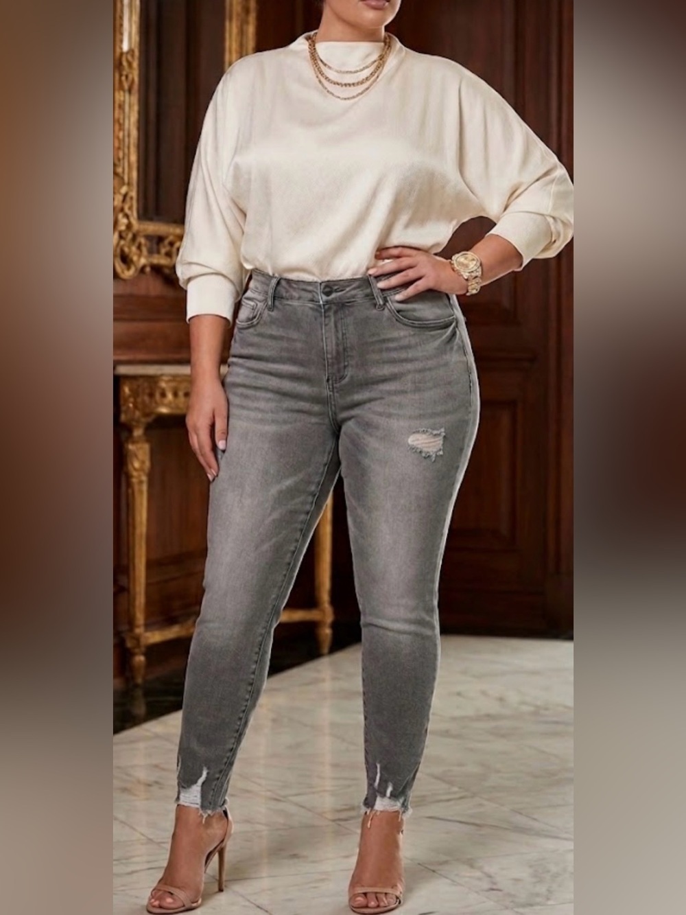 Kut from the Kloth High-Rise Gray Skinny Jeans